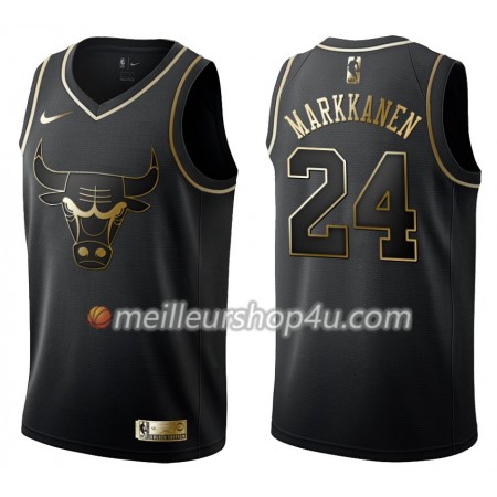 Maillot Basket Homme Chicago Bulls Lauri Markkanen 24 Nike Noir Gold Edition Swingman